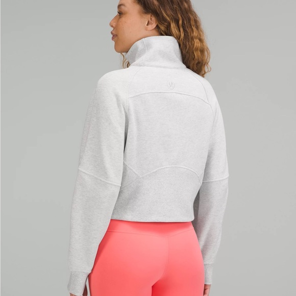 SOLD 💔LULULEMON Scuba Oversized Funnel Neck Half Zip XS/S Heathered Light Grey - Picture 3 of 13